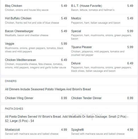 Brioni's Pizza - Harrison Township, MI menu_pic