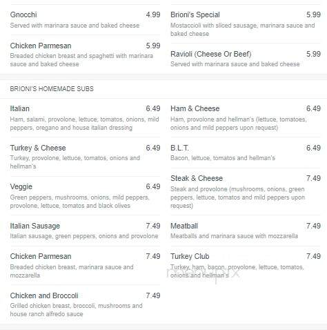 Brioni's Pizza - Harrison Township, MI menu_pic