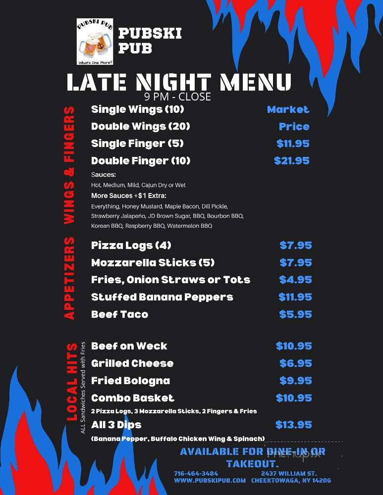 Pubski Pub - Buffalo, NY menu_pic