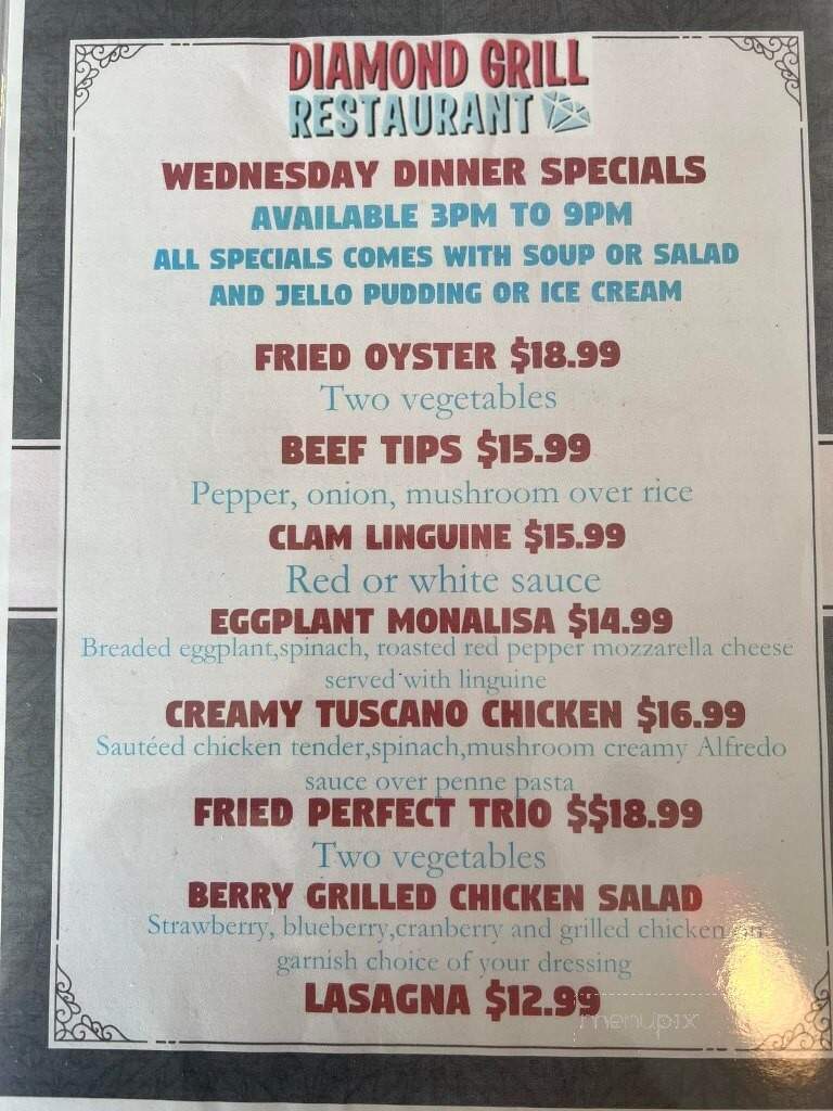 Diamond Grill Restaurant - Salem, NJ menu_pic