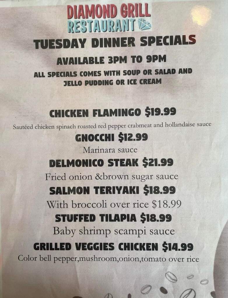 Diamond Grill Restaurant - Salem, NJ menu_pic