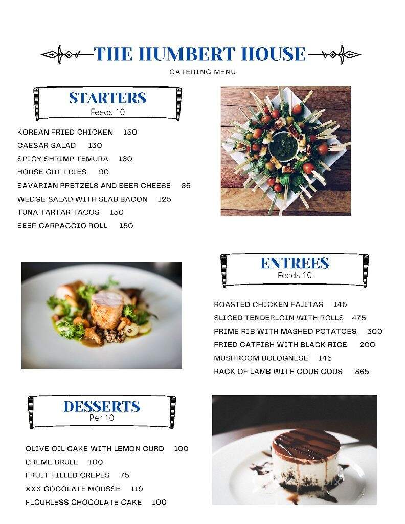 Humbert House - Clarence, NY menu_pic