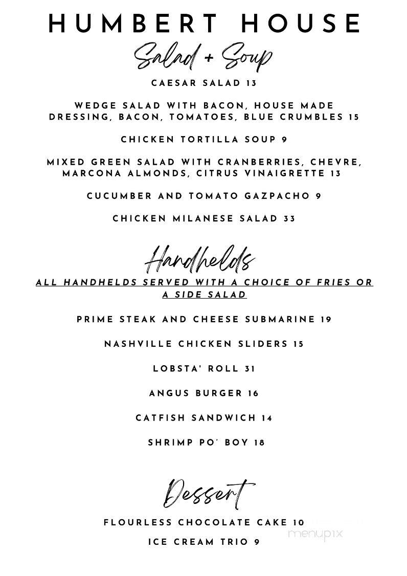 Humbert House - Clarence, NY menu_pic