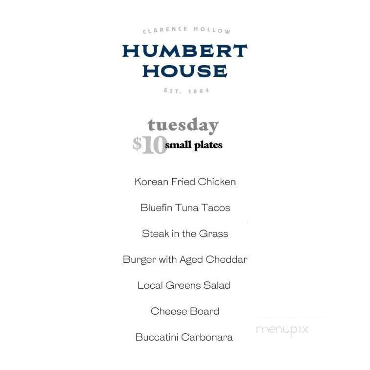 Humbert House - Clarence, NY menu_pic