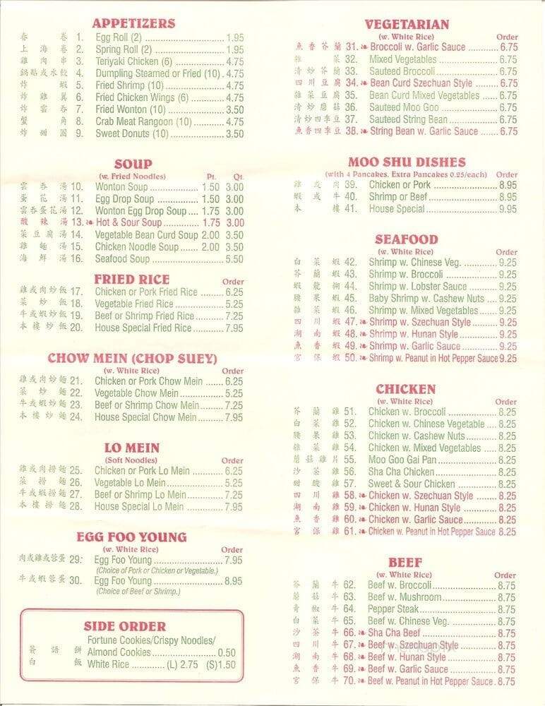 Jade Buffet - Cincinnati, OH menu_pic