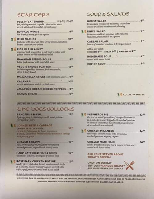 Dog & Duck - Kihei, HI menu_pic