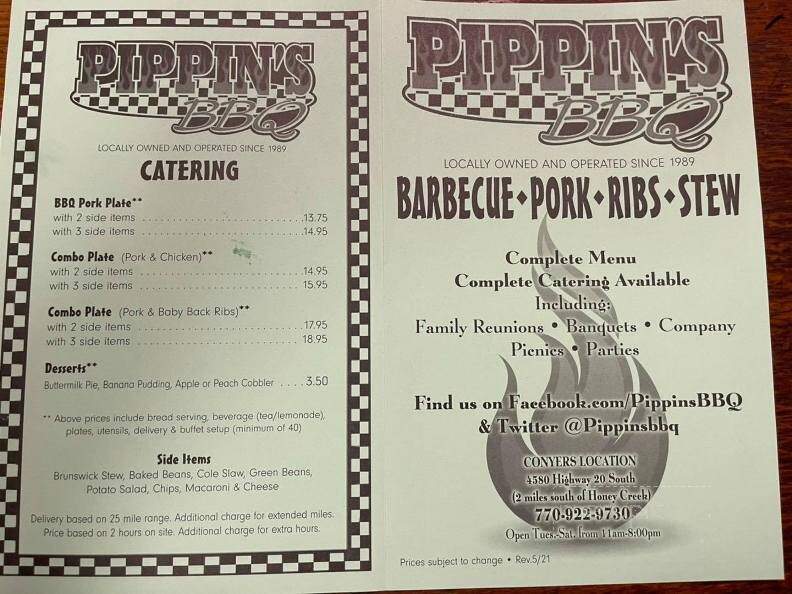 Pippins Bar-B-Q - Conyers, GA menu_pic
