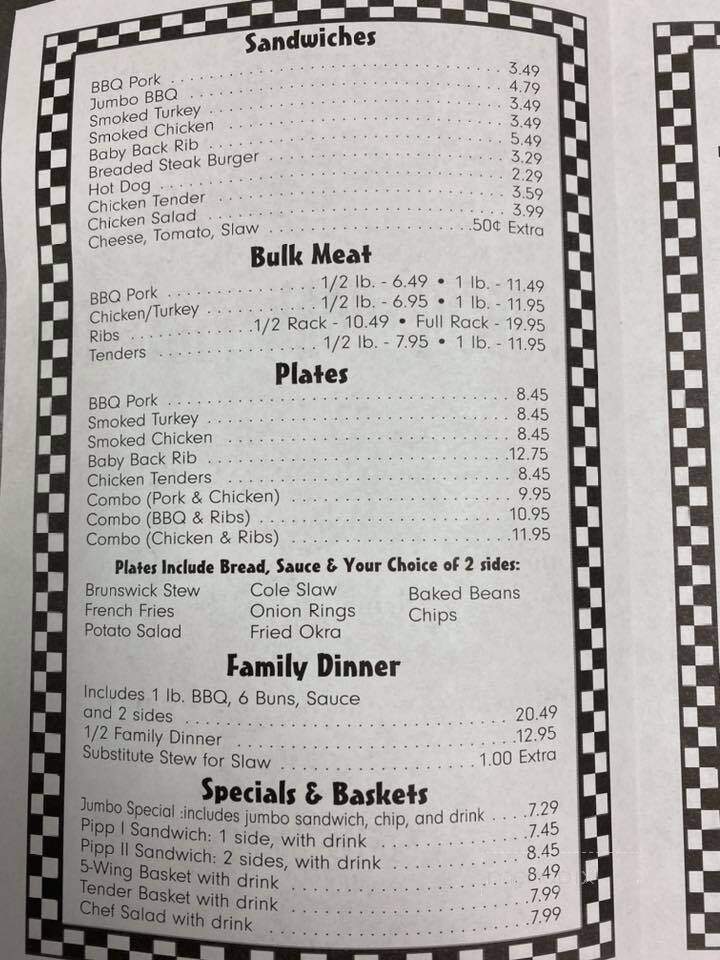 Pippins Bar-B-Q - Conyers, GA menu_pic
