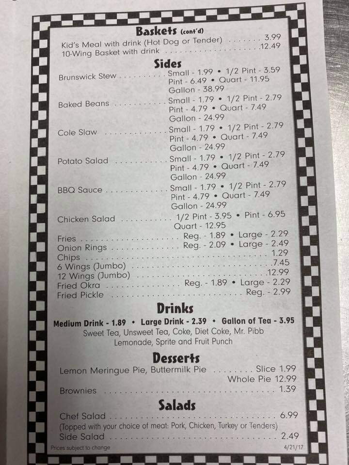 Pippins Bar-B-Q - Conyers, GA menu_pic