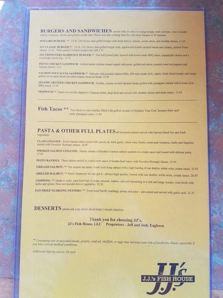 J J's Fishhouse - Poulsbo, WA menu_pic