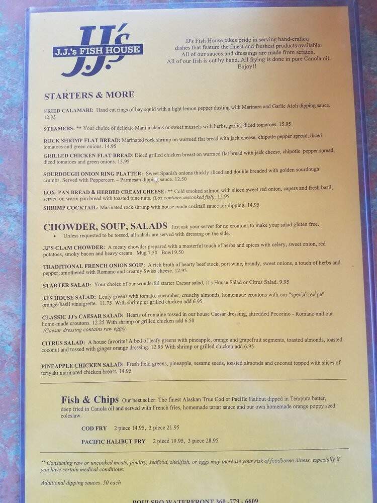J J's Fishhouse - Poulsbo, WA menu_pic