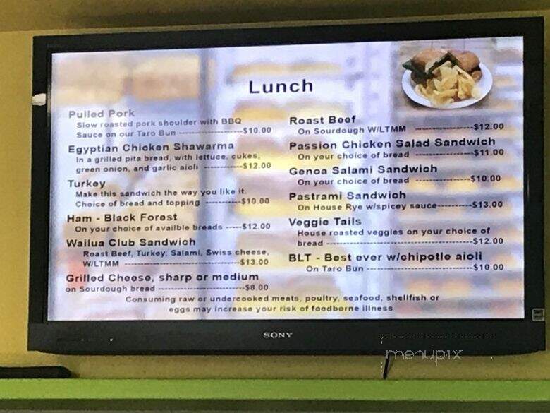 Passion Bakery Cafe - Kapaa, HI menu_pic