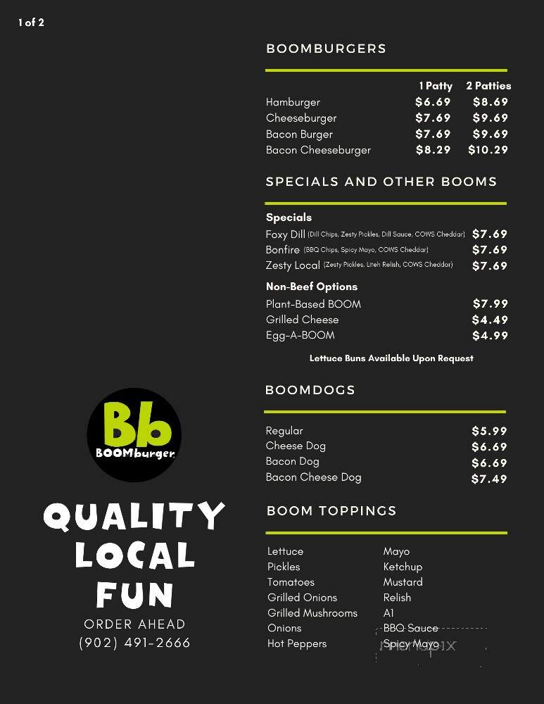 Boom Burger - Bedford, NS menu_pic