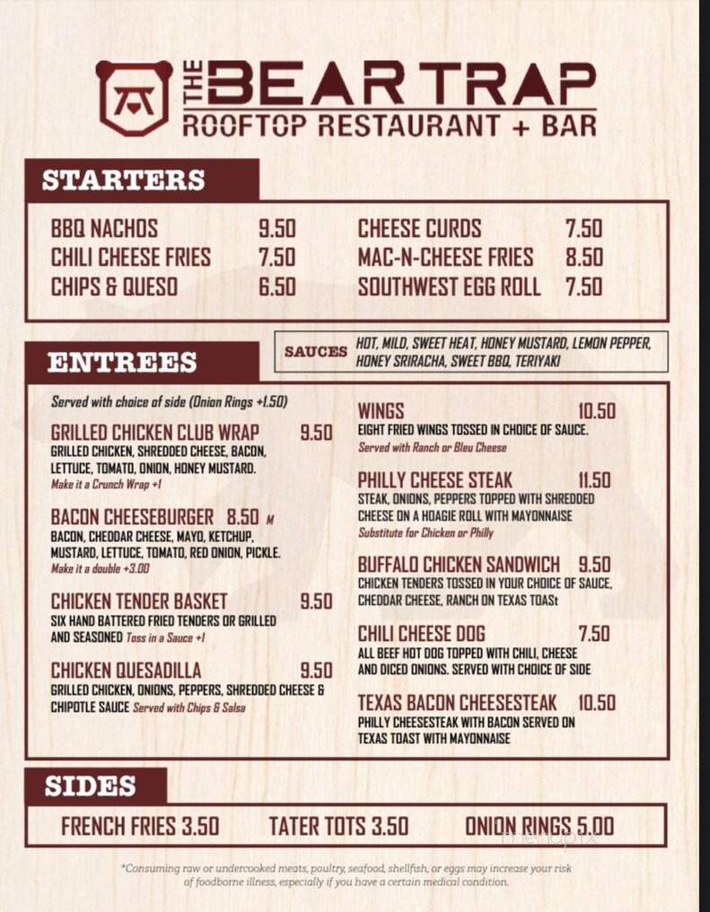 The Bear Trap - Tuscaloosa, AL menu_pic