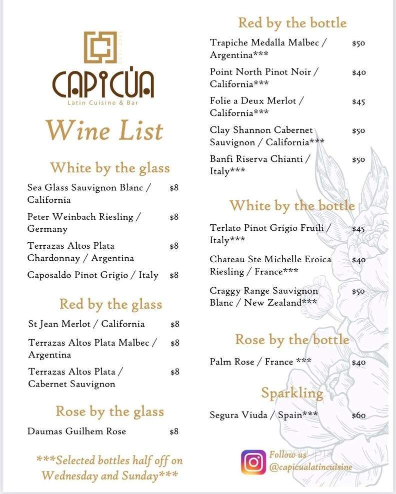 Capicua Latin Cuisine & Bar - Mooresville, NC menu_pic