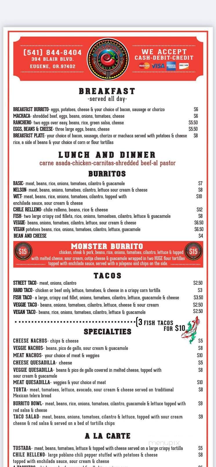 Nelson's In the Whit - Eugene, OR menu_pic