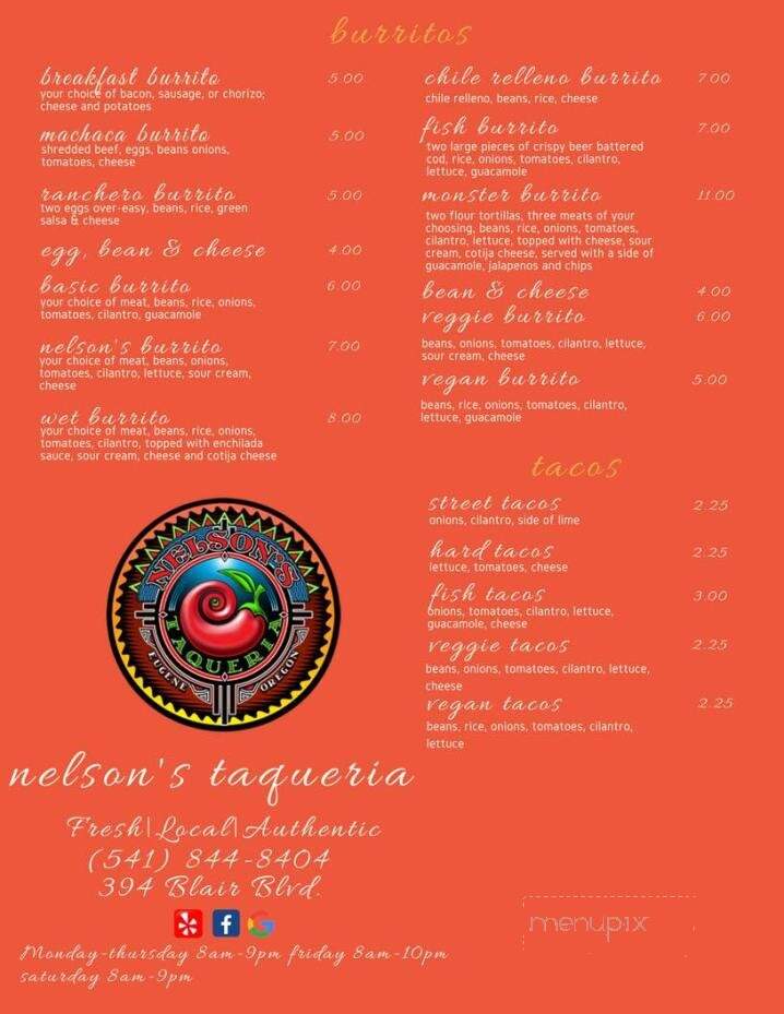 Nelson's In the Whit - Eugene, OR menu_pic