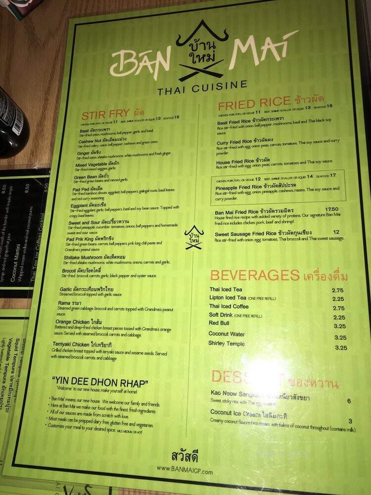 Ban Mai Thai Cuisine and Sushi Bar - Grants Pass, OR menu_pic
