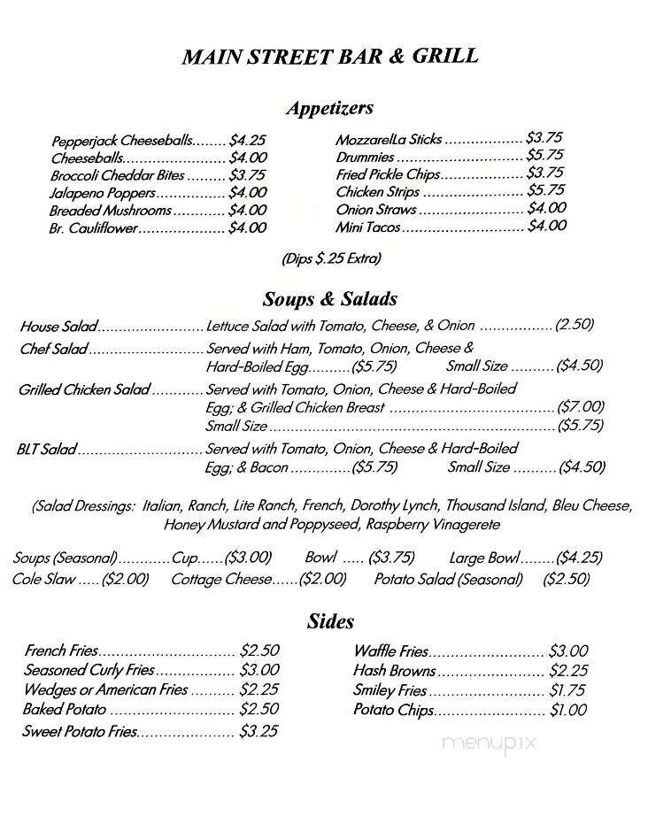 Main Street Bar & Grill - Greenfield, MA menu_pic