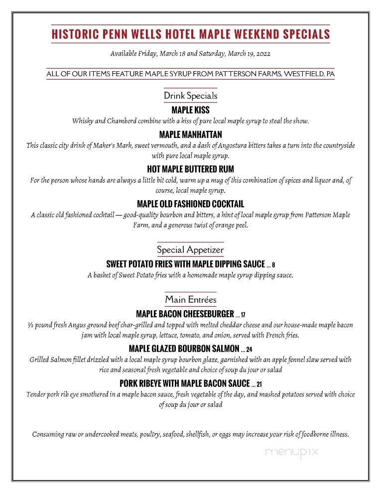 Penn Wells Hotel & Lodge - Wellsboro, PA menu_pic