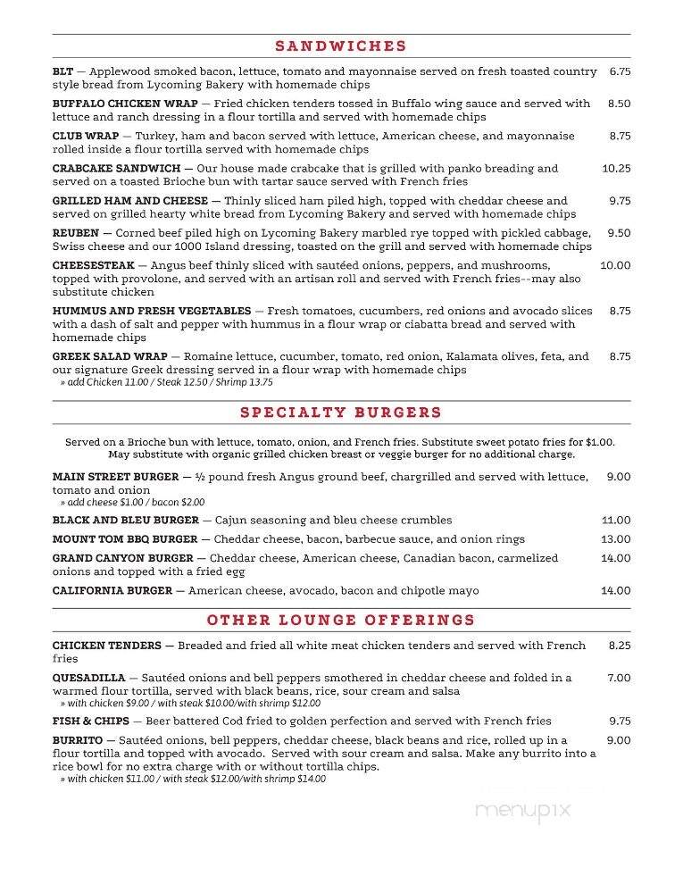 Penn Wells Hotel & Lodge - Wellsboro, PA menu_pic