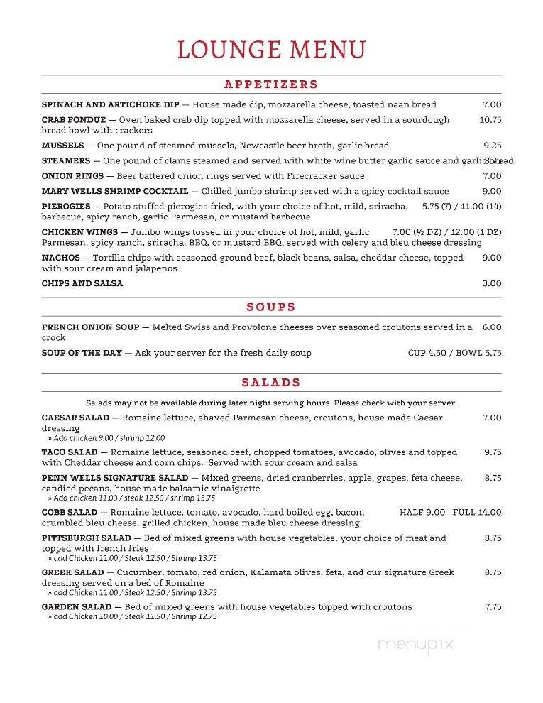 Penn Wells Hotel & Lodge - Wellsboro, PA menu_pic