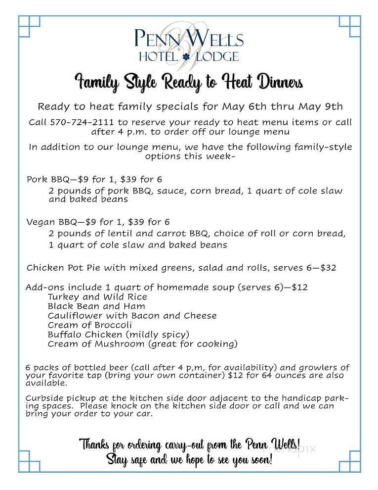 Penn Wells Hotel & Lodge - Wellsboro, PA menu_pic