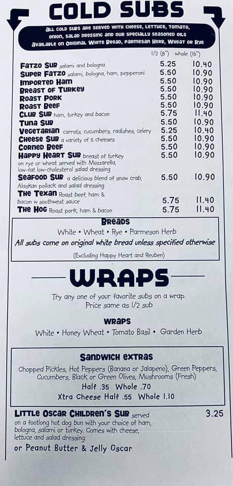 Fatzo's Sub & Pizza Shop - Two Rivers, WI menu_pic