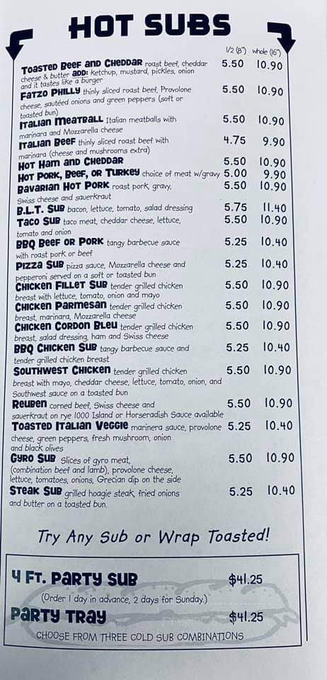 Fatzo's Sub & Pizza Shop - Two Rivers, WI menu_pic