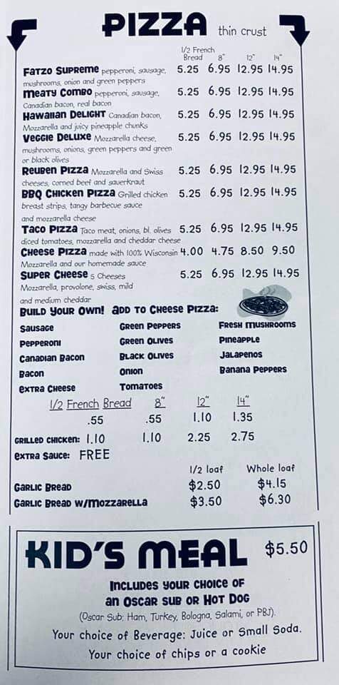 Fatzo's Sub & Pizza Shop - Two Rivers, WI menu_pic
