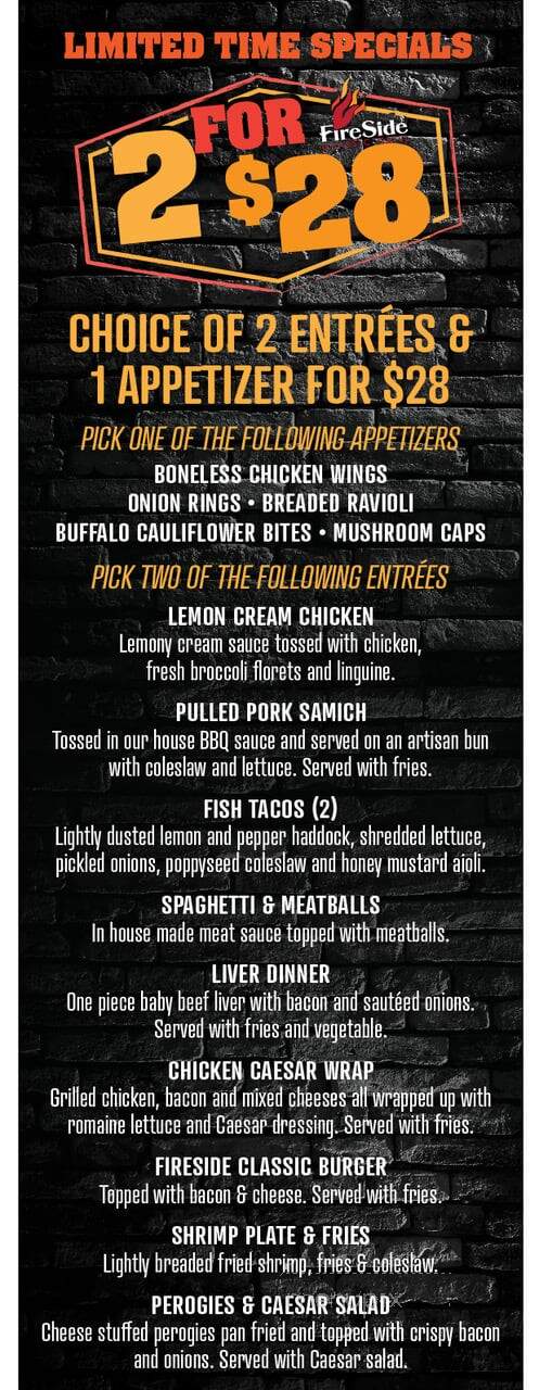 Fireside Classic Grill - Elliot Lake, ON menu_pic