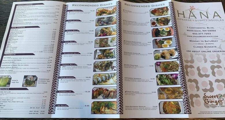 Hana Japanese Restaurant - Merrimack, NH menu_pic