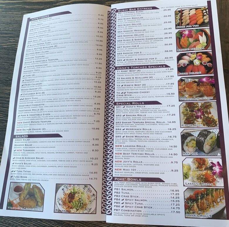 Hana Japanese Restaurant - Merrimack, NH menu_pic
