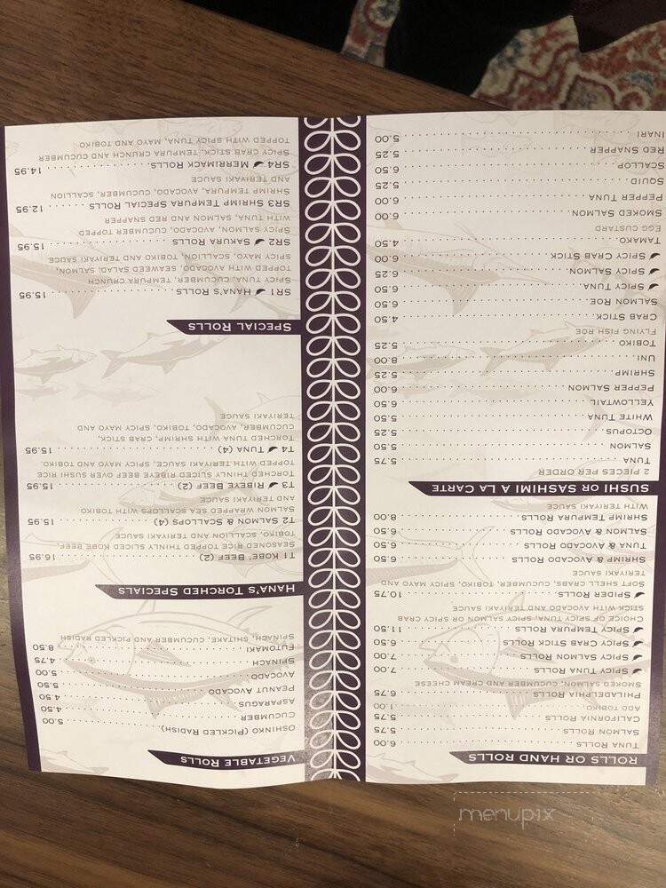 Hana Japanese Restaurant - Merrimack, NH menu_pic