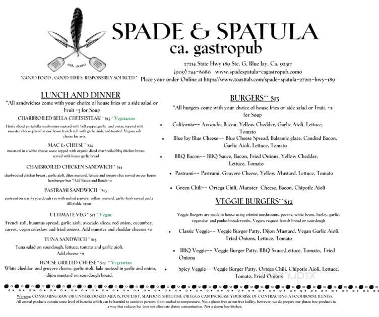 Spade and Spatula - Blue Jay, CA menu_pic
