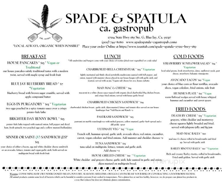 Spade and Spatula - Blue Jay, CA menu_pic