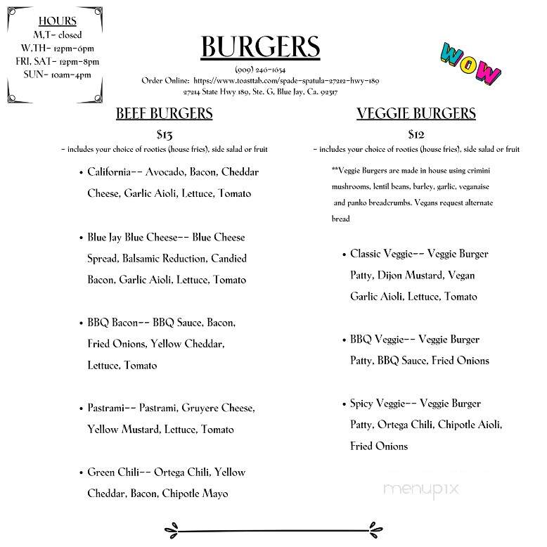Spade and Spatula - Blue Jay, CA menu_pic