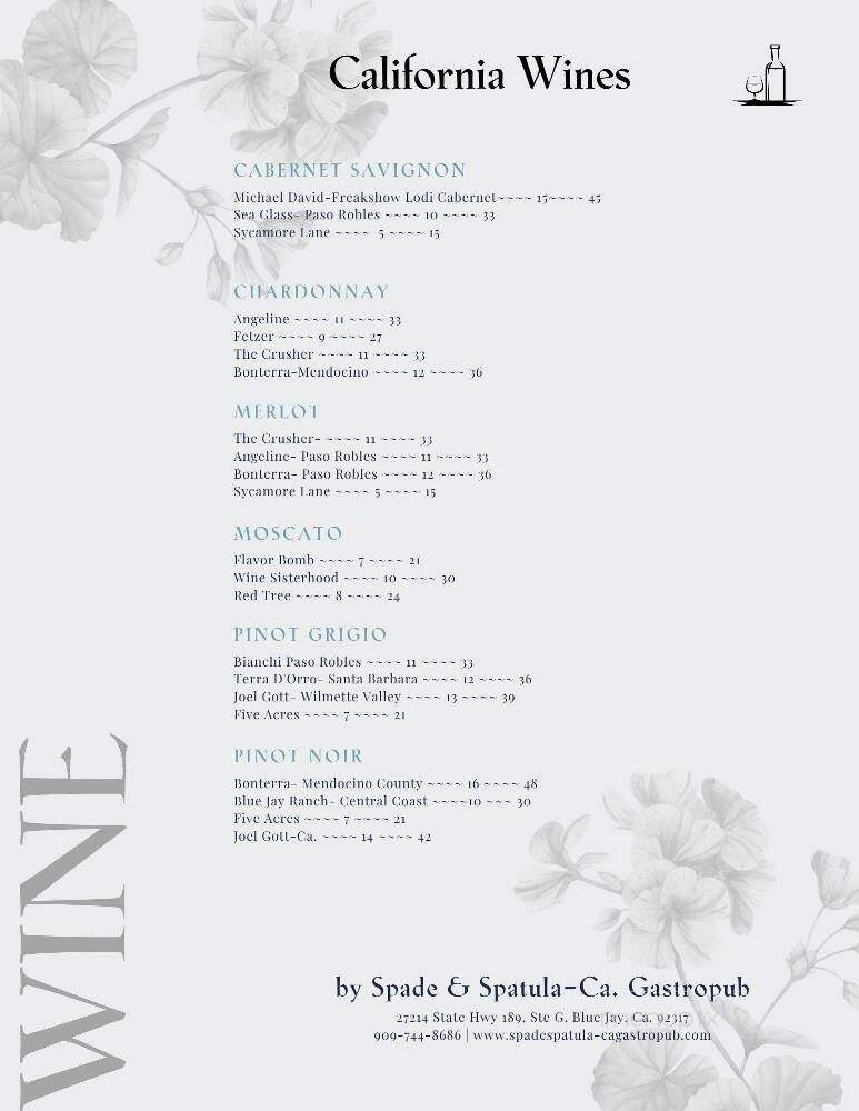 Spade and Spatula - Blue Jay, CA menu_pic