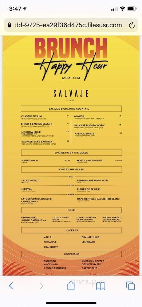 Salvaje - Miami, FL menu_pic