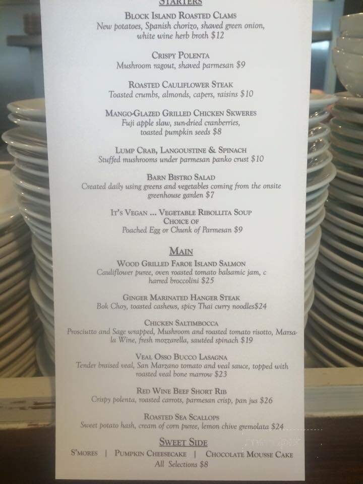 The Barn At Spring House - New Shoreham, RI menu_pic