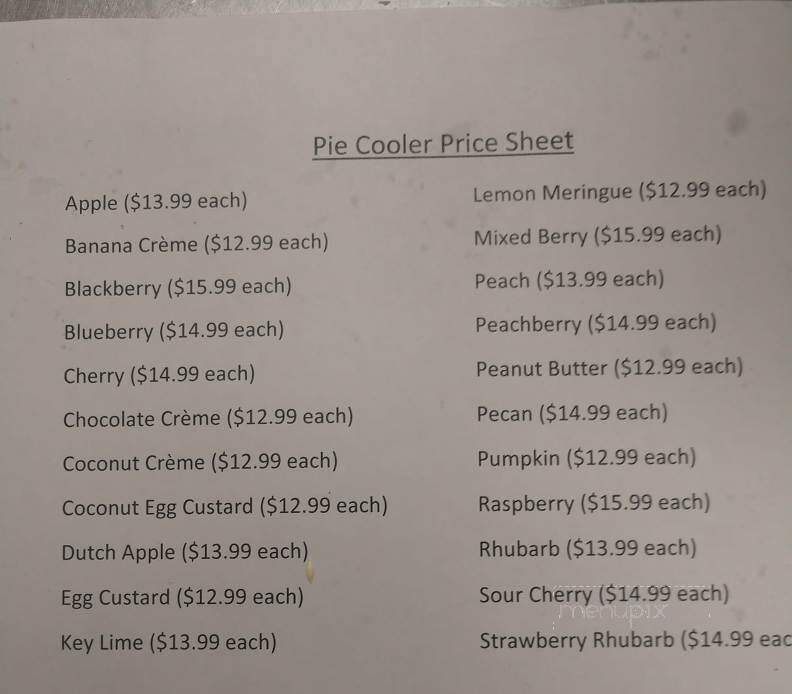 Country Custard Cottage - Sutersville, PA menu_pic