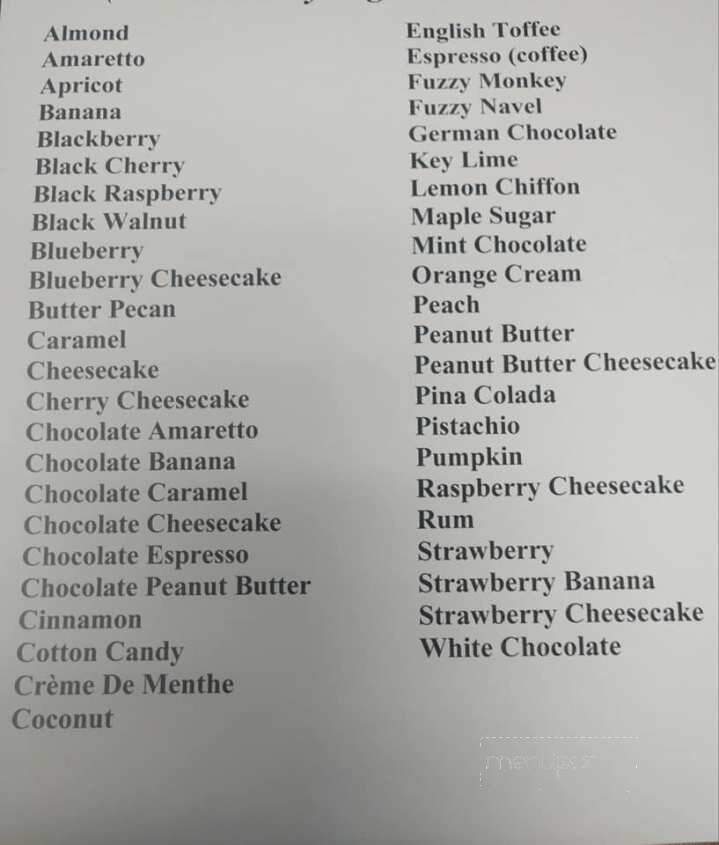 Country Custard Cottage - Sutersville, PA menu_pic