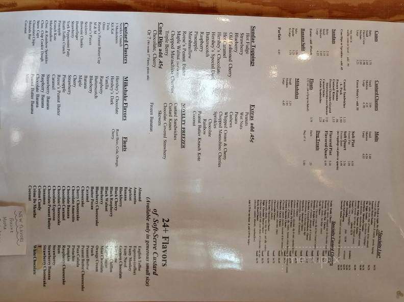 Country Custard Cottage - Sutersville, PA menu_pic