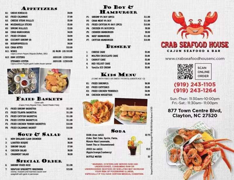 Crab Seafood House - Clayton, NC menu_pic