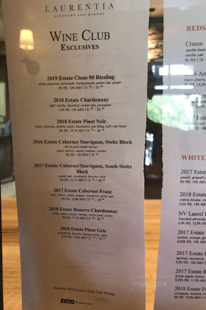 Laurentia Vineyard and Winery - Madison, OH menu_pic
