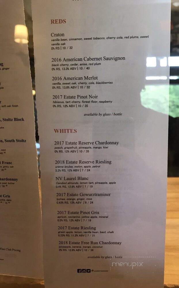 Laurentia Vineyard and Winery - Madison, OH menu_pic