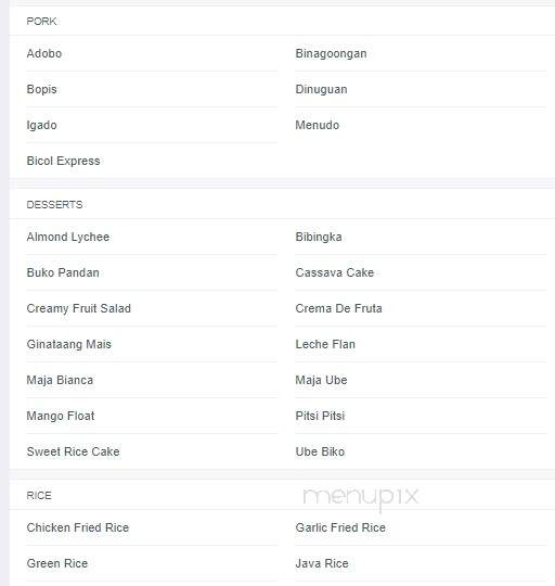 Maynila - Staten Island NY, NY menu_pic