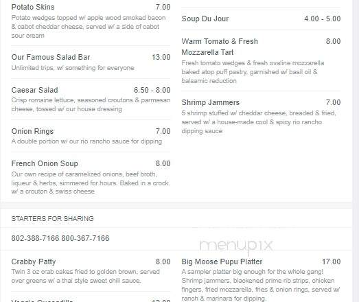 Fire & Ice Restaurant - Middlebury, VT menu_pic