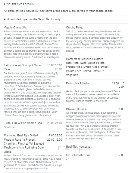 Fire & Ice Restaurant - Middlebury, VT menu_pic