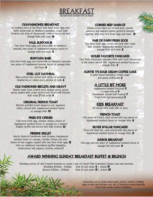 White Pines Inn - Mount Morris, IL menu_pic